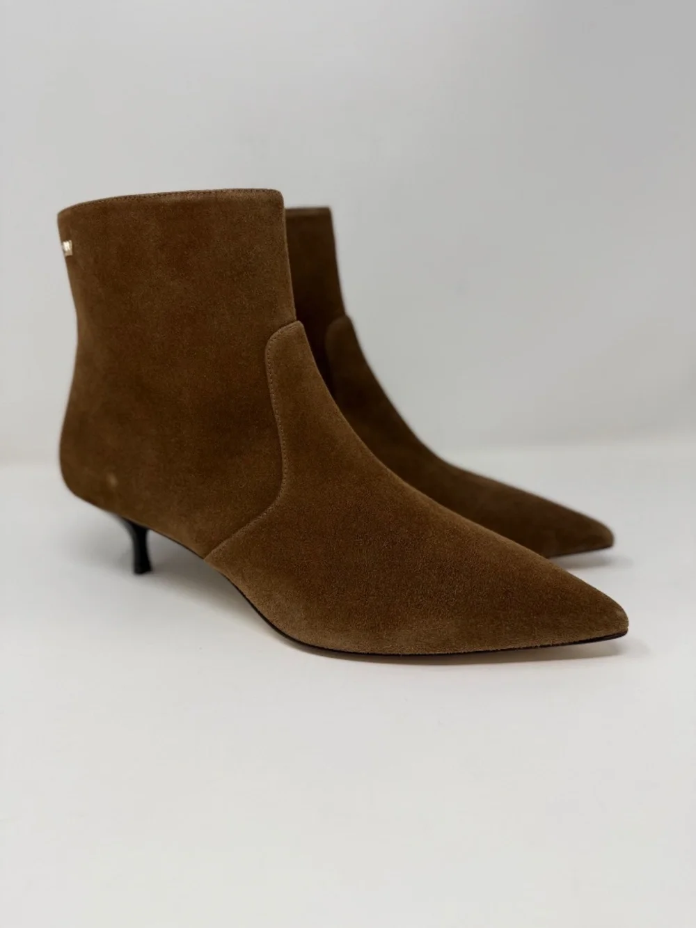 New Stuart Weitzman Mara Zip Suede Bootie Espresso Sz 8.5